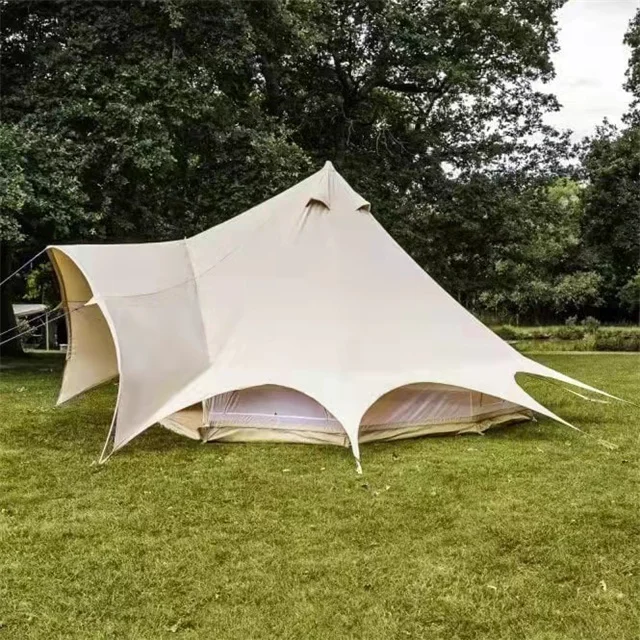 Luxury Two Door Outdoor Glamping Camp Luxury Large Stove Cotton Canvas Yurt Sibley 4 Season Bell Teepee Yurt Tents For Camping