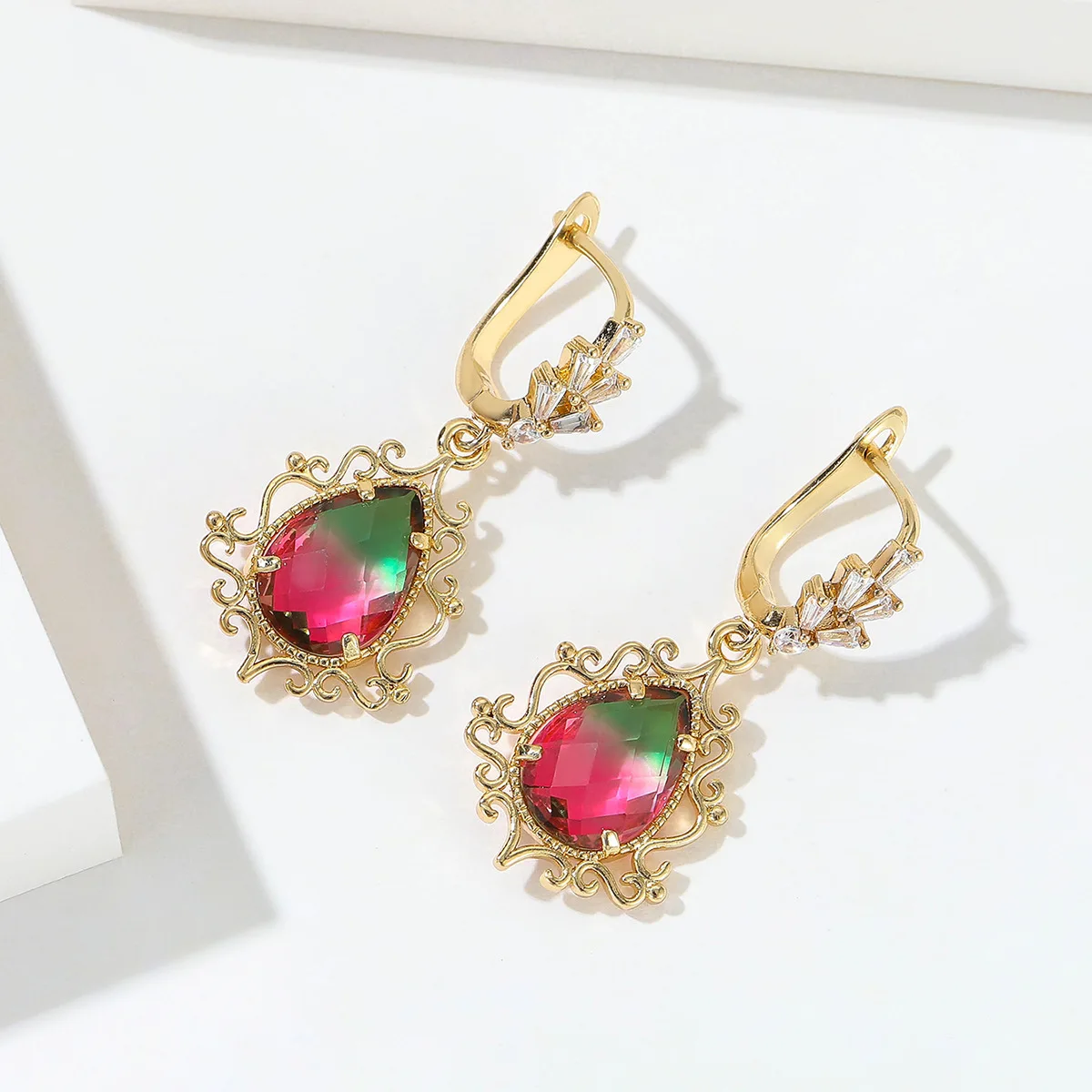 Natuna 2024 Fashion  Jewelry Brass Korean  Stone Cubic Zircon Earrings Brass Earrings Brass Stud Earrings For Gift