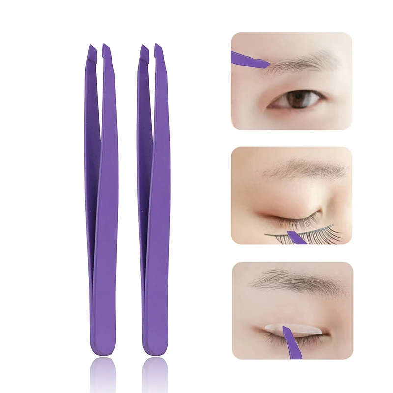 Wholesale Customized Slant Design Anti-static Hair Removal Lash Eyebrow Tweezers Beauty stainless Steel Eyebrow Trimmer Clip