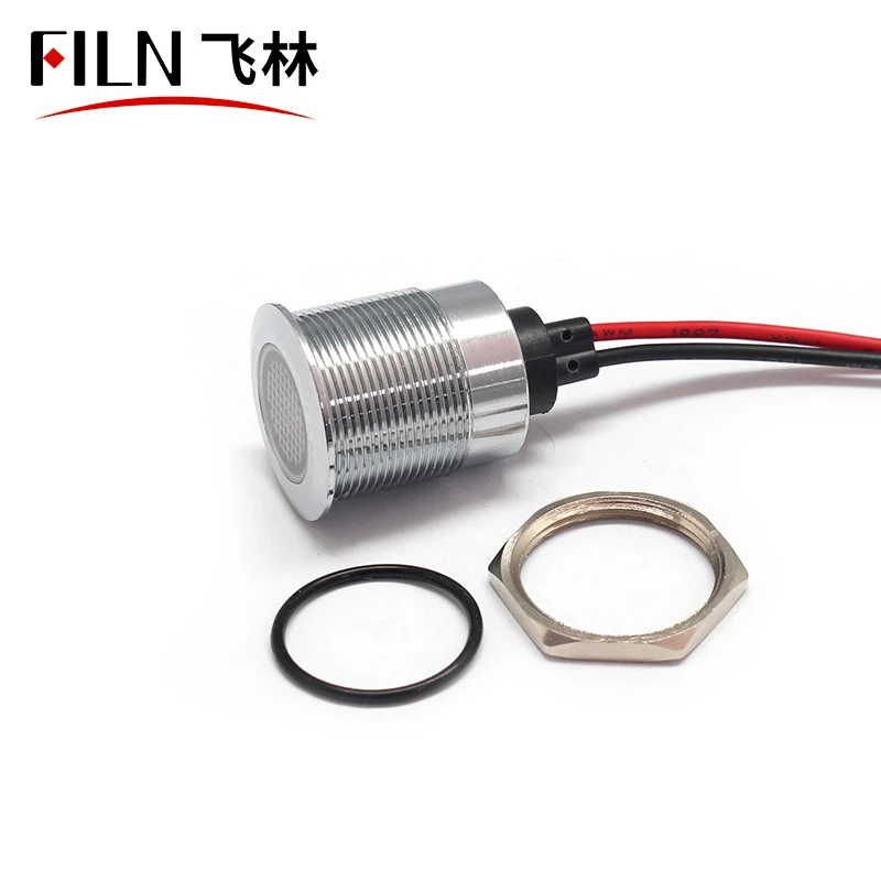 22mm indicator light FILIN 6v 12v 36v 110v yellow green blue white led metal pilot lamp with 10cm wires