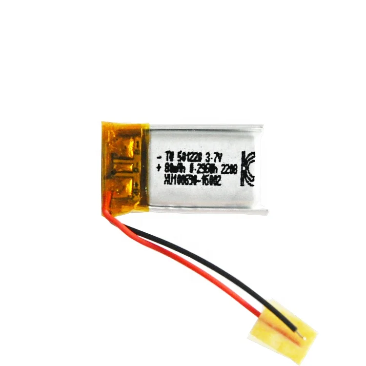 Rechargeable Lithium Polymer Small Battery 501220 3.7V 80mAh Li-ion Lipo Battery for Consumer Electronics