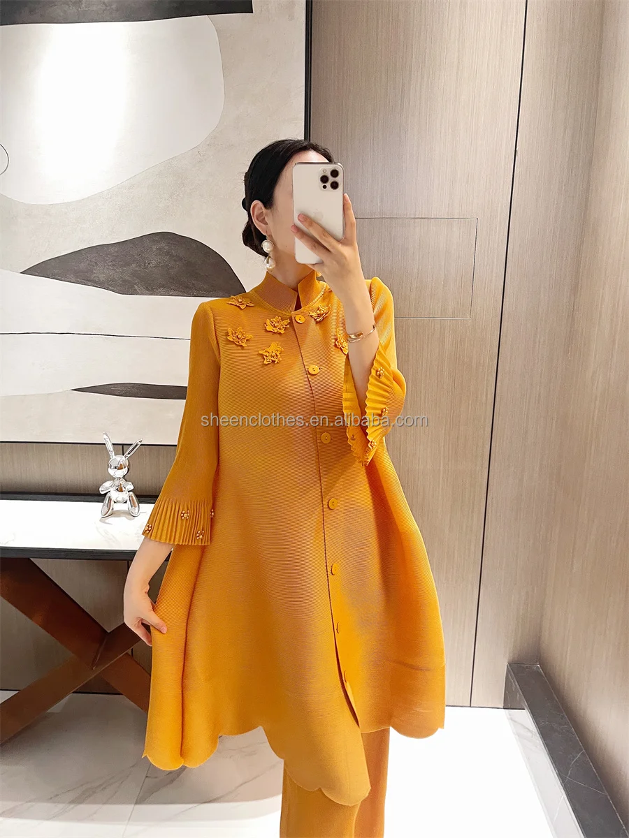 Miyake Pleats Classic Sets 2022 Spring Irregular Loose Long Sleeve Tops Harem Pants Women Casual Vintage Designer Two Piece Suit