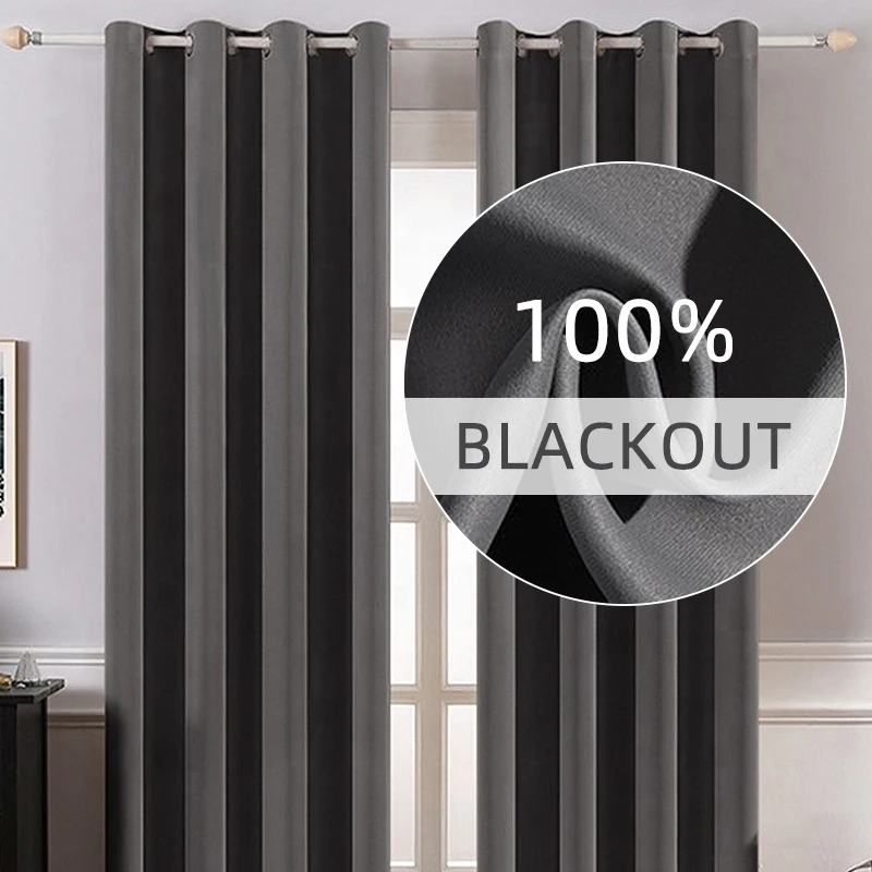  Amazon Hot Sale Thermal Insulated Cortinas Blackout Curtains With Grommet Ring For Bedroom 52 x 84 inch