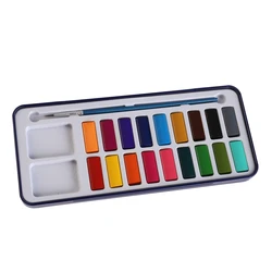 art supplier 24 pcs metallic color pearl color watercolor paint set with painting brush