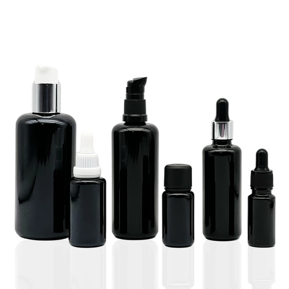 Empty essential oil dropper bottle dark violet cosmetic serum pump glass bottles 10ml 15ml 30ml 50ml 100ml 150ml