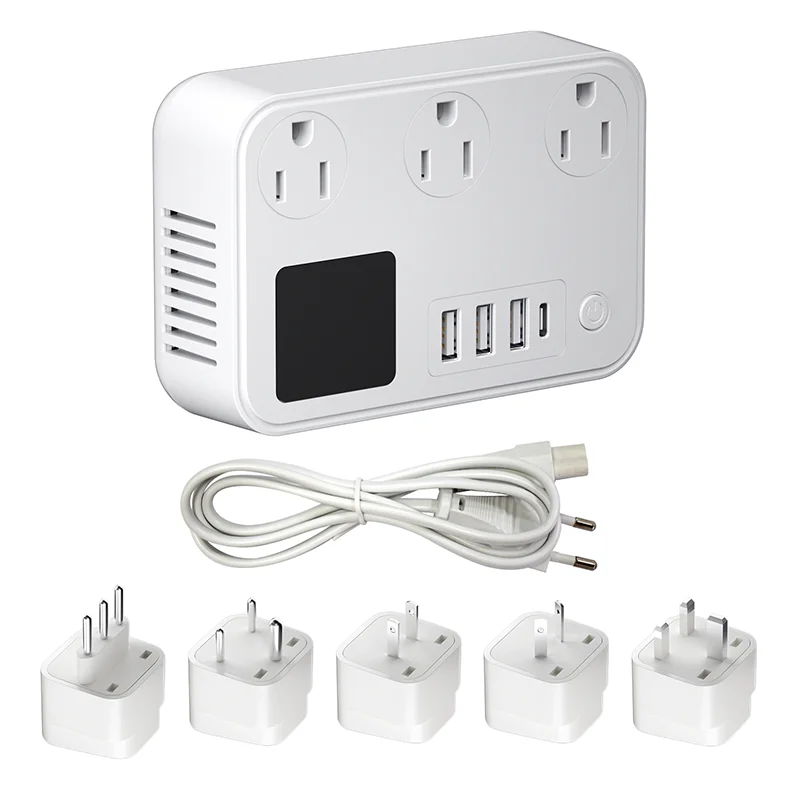 100V-220V Travel Converter 250W Travel Voltage Converter for curlers Power Plugs with 3 USB 1Type-c Charging Ports and 3 AC Plug