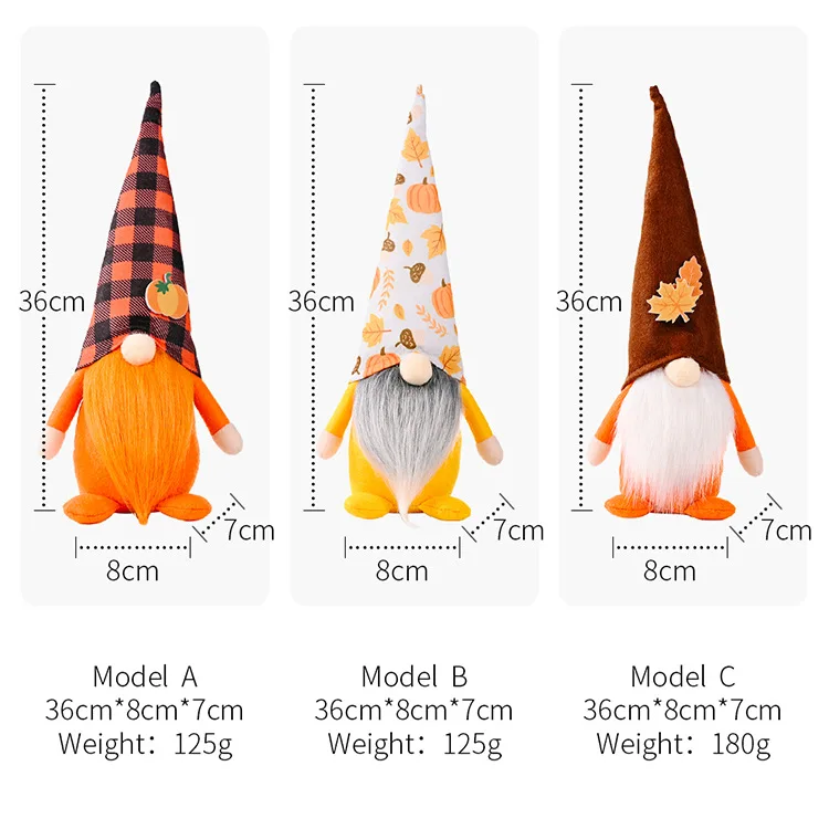 Ychon  Harvest Tiered Tray Decor Gnome Plush Doll Scandinavian Autumn Tomte Fall Thanksgiving Decor