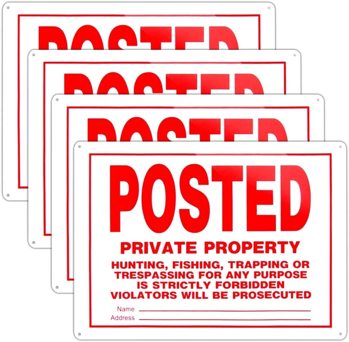 OEM Posted No Trespassing Signs Private Property Mate No Hunting Sign 10x14 Inch Rust Free Aluminum Indoor Or Outdoor Use
