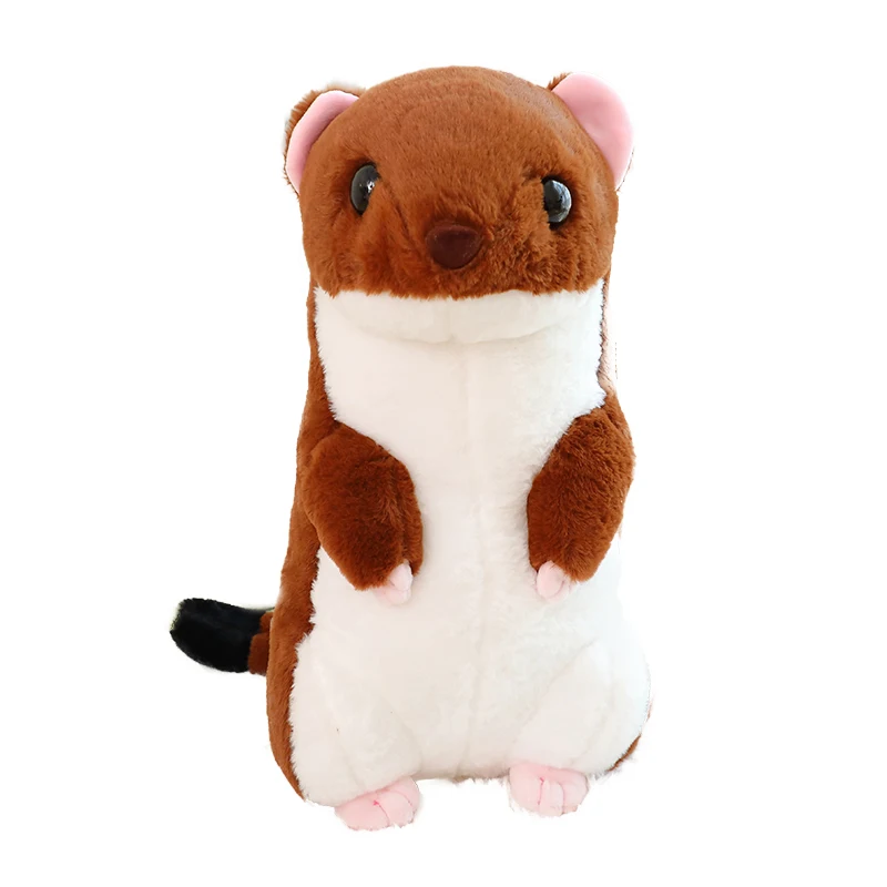New sunrise wholesale cute soft plush simulation white ferret  animal doll toy custom dark stuffed yellow weasel holding pillow