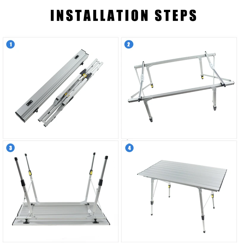 Factory Price Wood Foldable Table Camping Portable Adjustable Picnic Outdoor Durable Roll Top Up Folding Table With Light