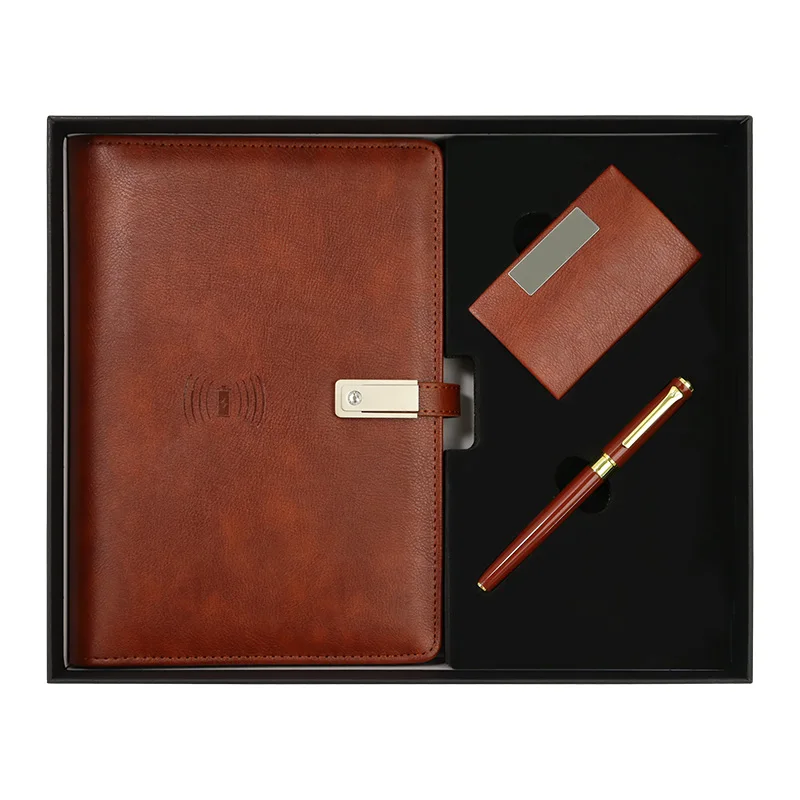 Wholesale Business Gift Power Bank Notebook Name Card Box USB Flash Drive and Pen 4 in 1 Set Souvenir Promotion Present