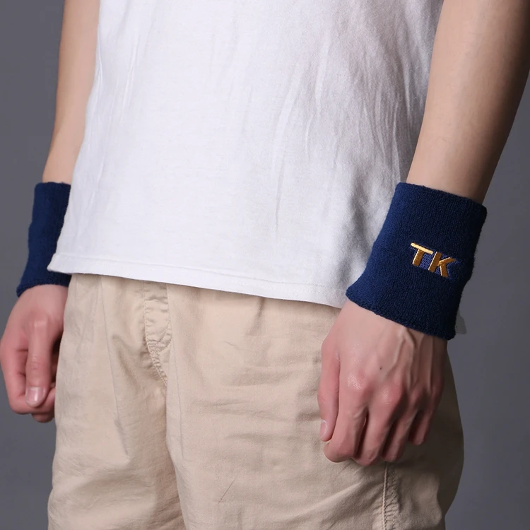 Wholesale Unisex Cotton Elastic Breathable Sport Tennis Sweatband Wrist With Custom Logo