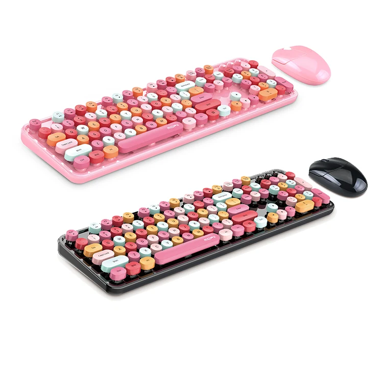 Best Seller Keyboard Usb Wireless Mixed Color Round Keycover Plastic Colored Wireless Keyboard
