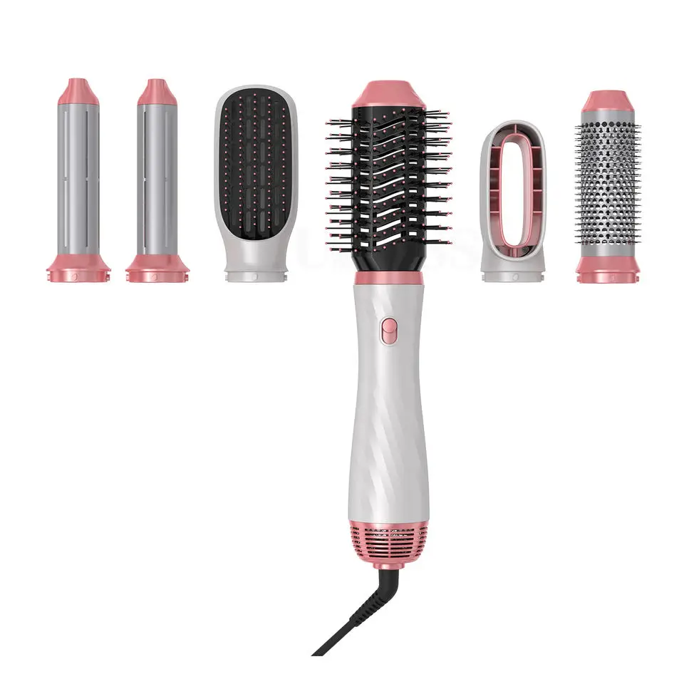 New Styler 6 In 1 Replaceable Head Styling Blowing Hair Dryer Brush Electric Hot Air Comb