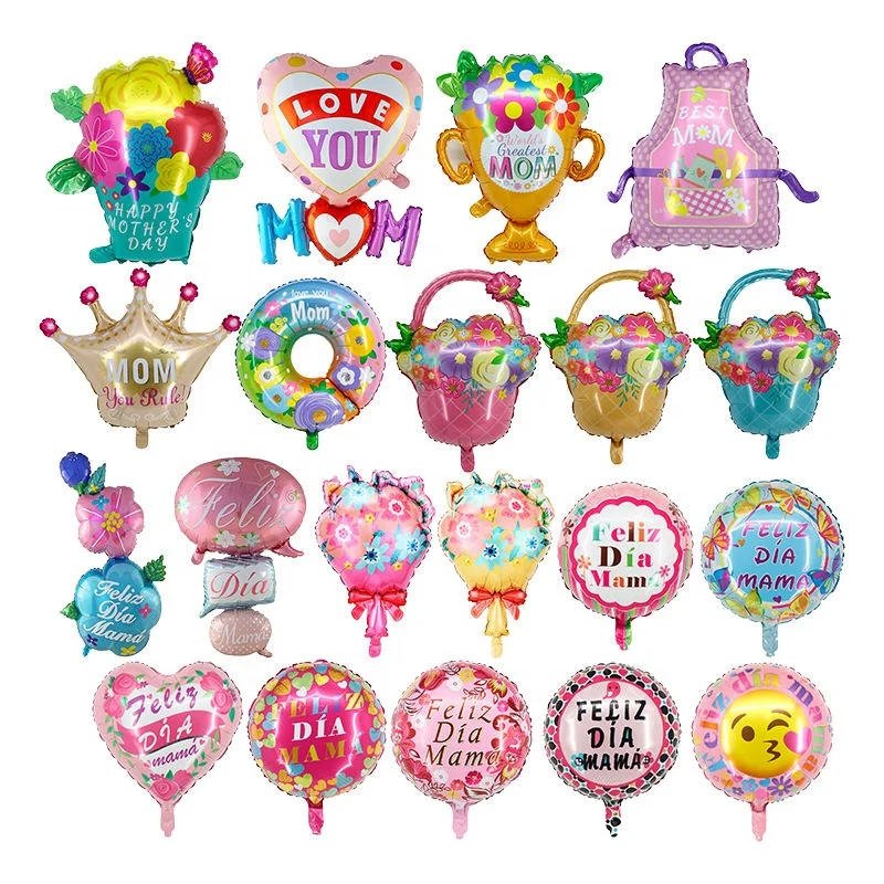 All styles  Flower Basket 18INCH Happy Mothers Day Worlds Trophy Cup Best Mom Balloons Foil Feliz Dia Mama Globos For Party