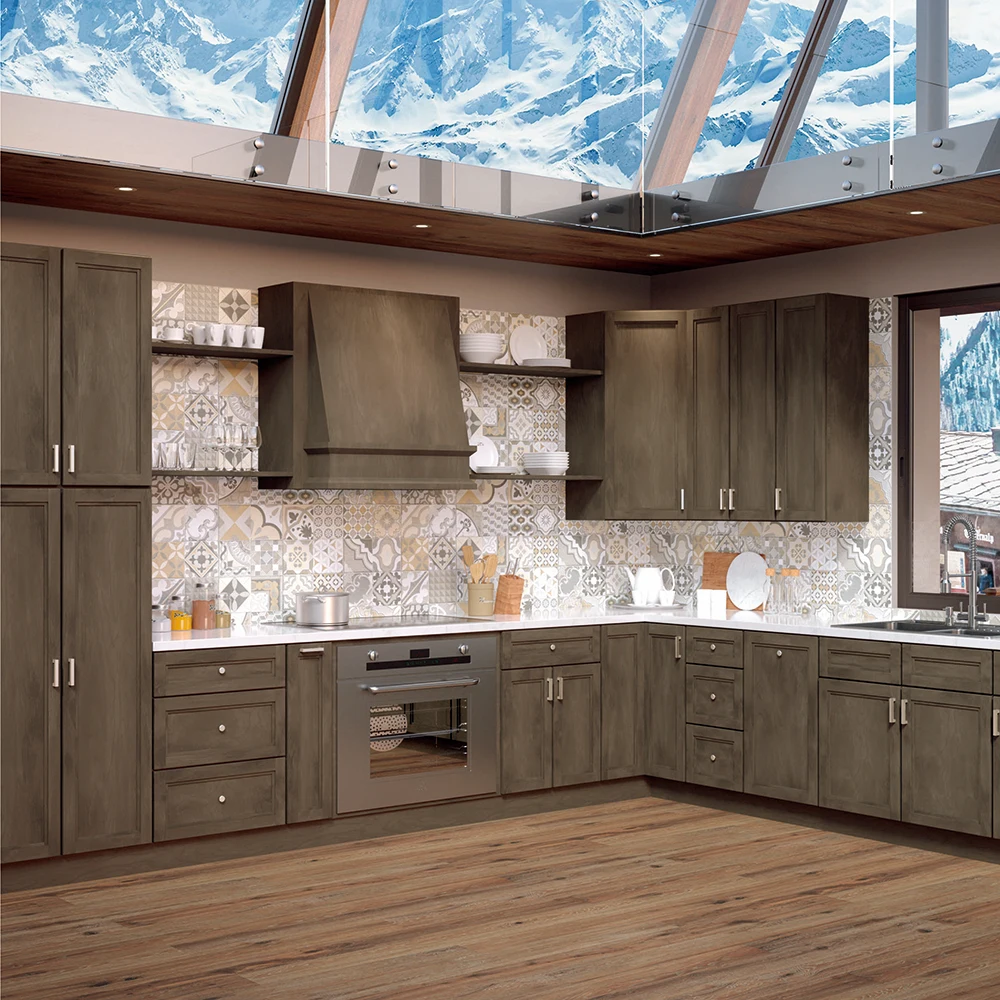 Factory Direct American Classic Style Cafe Color Kitchen Wood Cabinets Cheap Price Kitchen Cabinets Wood Kitchen Storage
