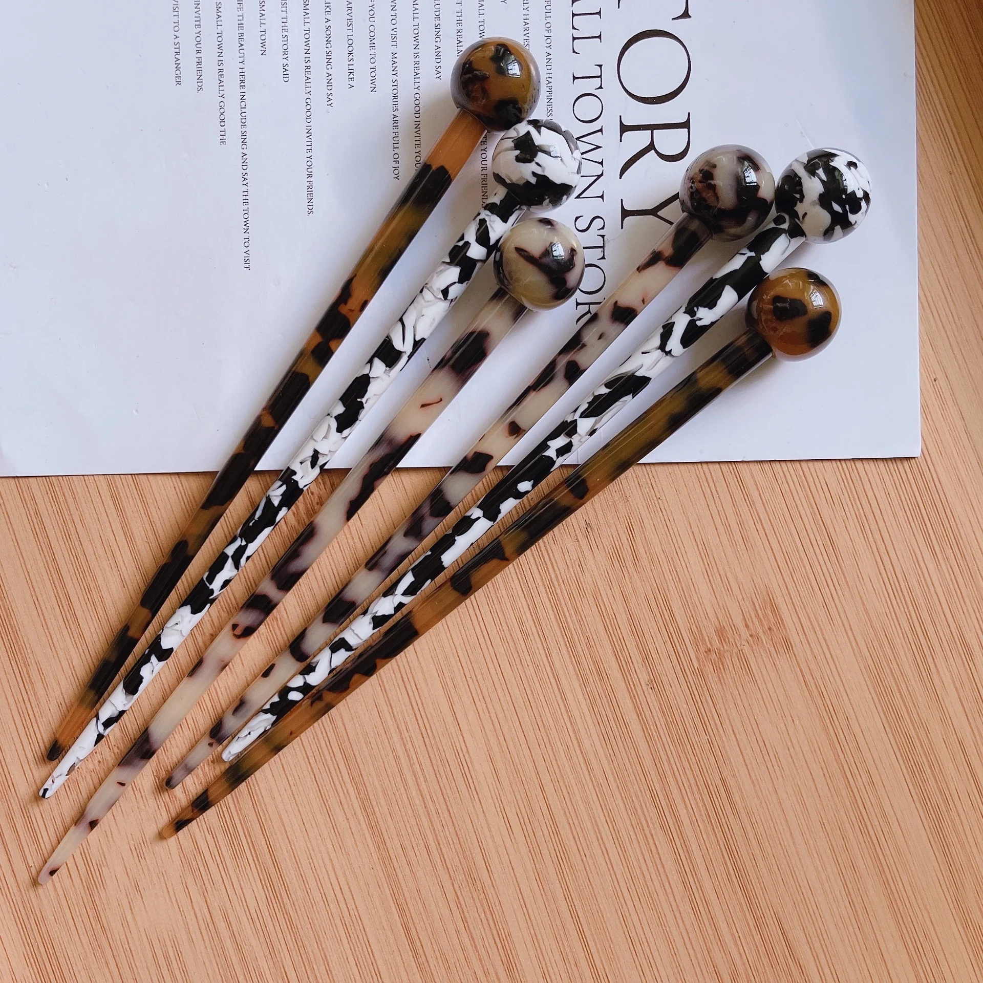 KUACHI Custom Wholesale Japanese And Korean Acetate Hairpins Fashion Versatile Hair Forks Personalized Hairpins For Women