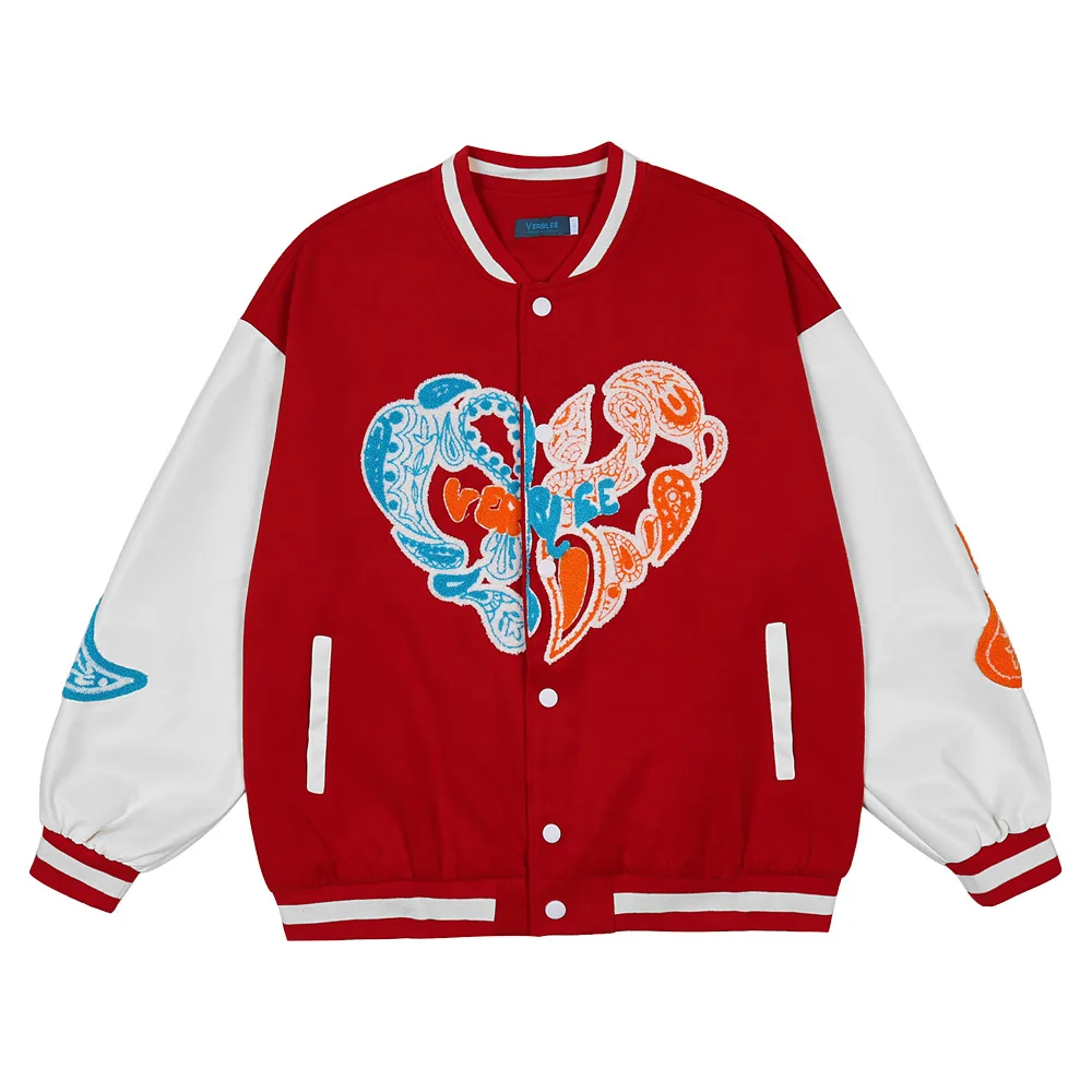 Бейсбольная куртка из ПУ кожи с рукавами