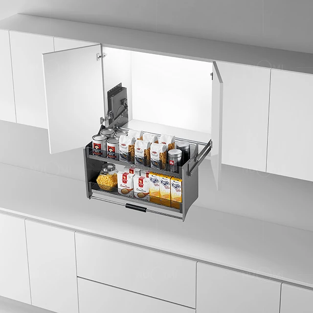 NUOMI пурпурная Хрустальная выдвижная полка большой емкости двухслойная полка подъемная корзина для шкафа кухонное хранилище