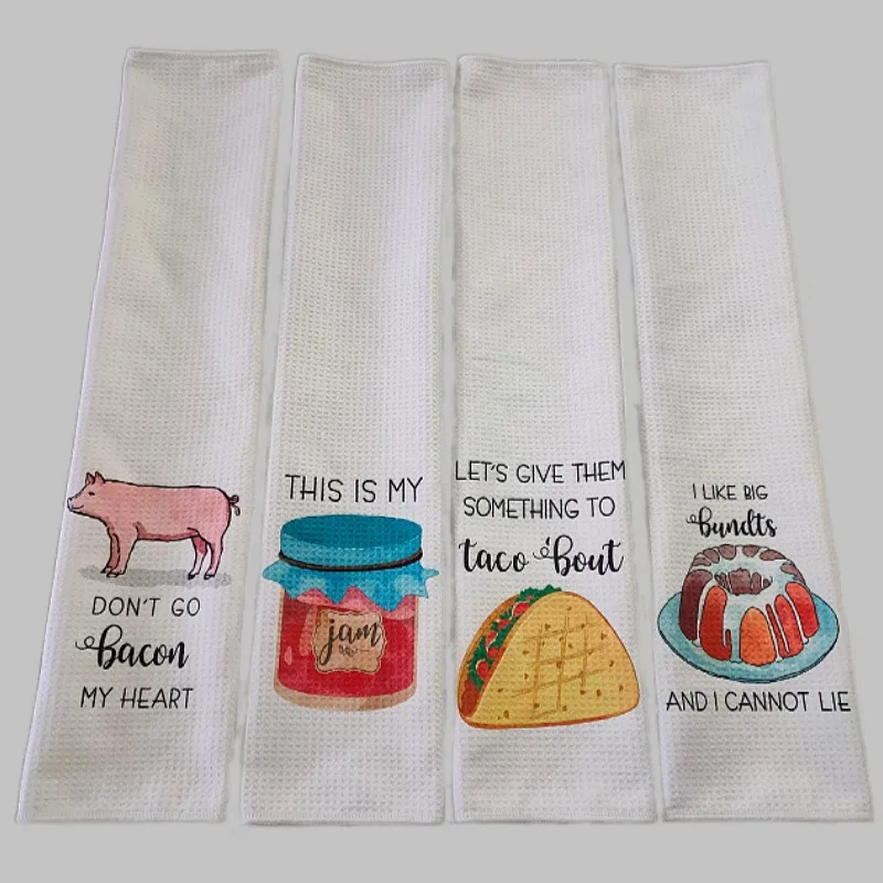 Christmas sublimation blanks polyester tea towel sublimation waffle weave kitchen towels