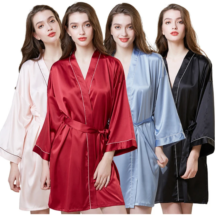 Sexy Deep V-neck Private Label Black Sexy wholesale chinese summer silk women pajamas