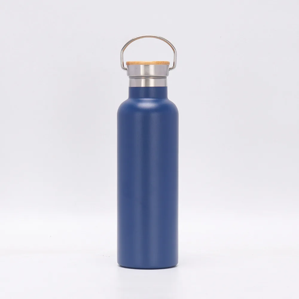 600ml 20oz Outdoor Thermal Double Wall Insulated Stainless Steel Vacuum Flask with Bamboo Lid