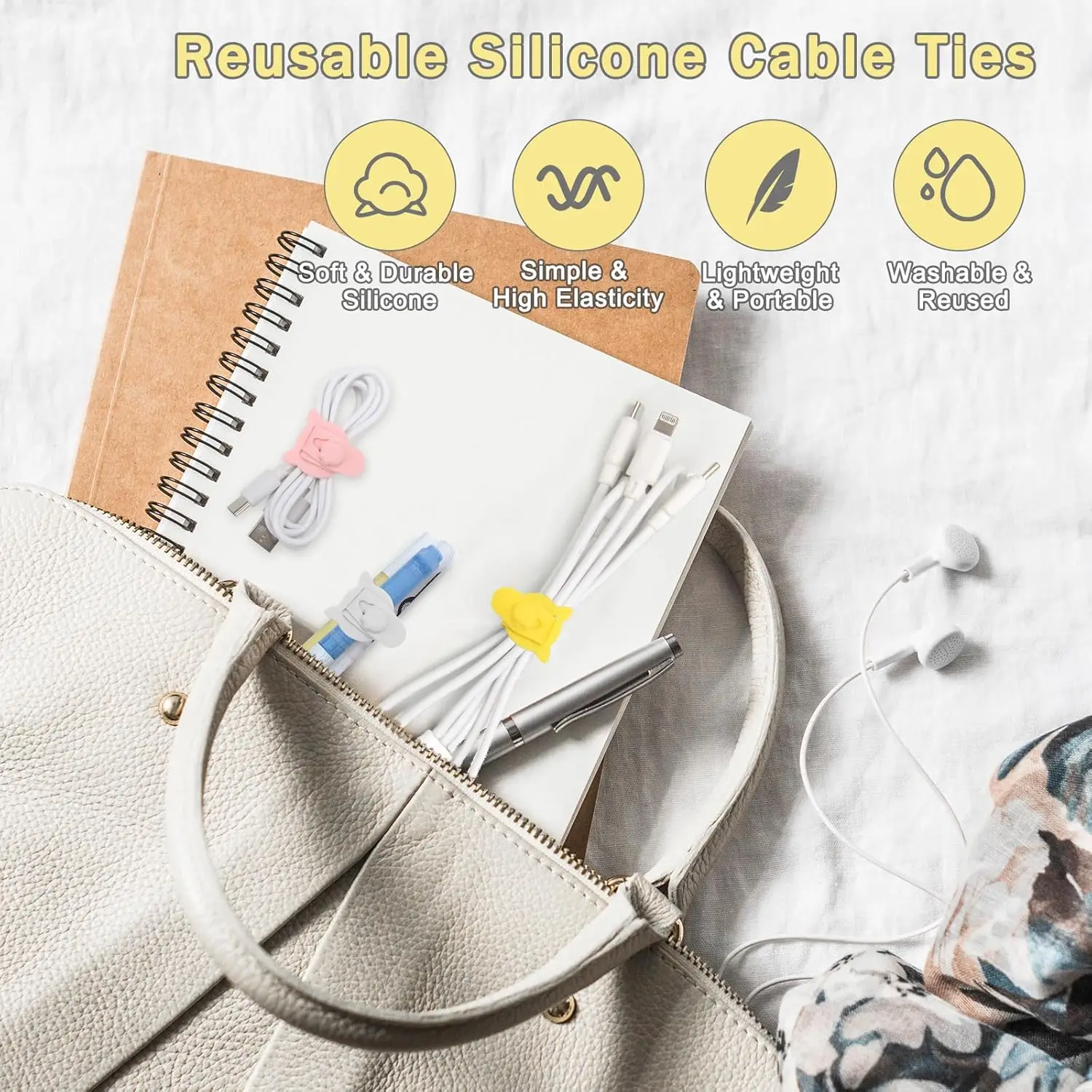 Cable  Management Ties Organizer for Phone Accessory Cord Wrap Holder Cable Organizer for Small Home Appliances Use