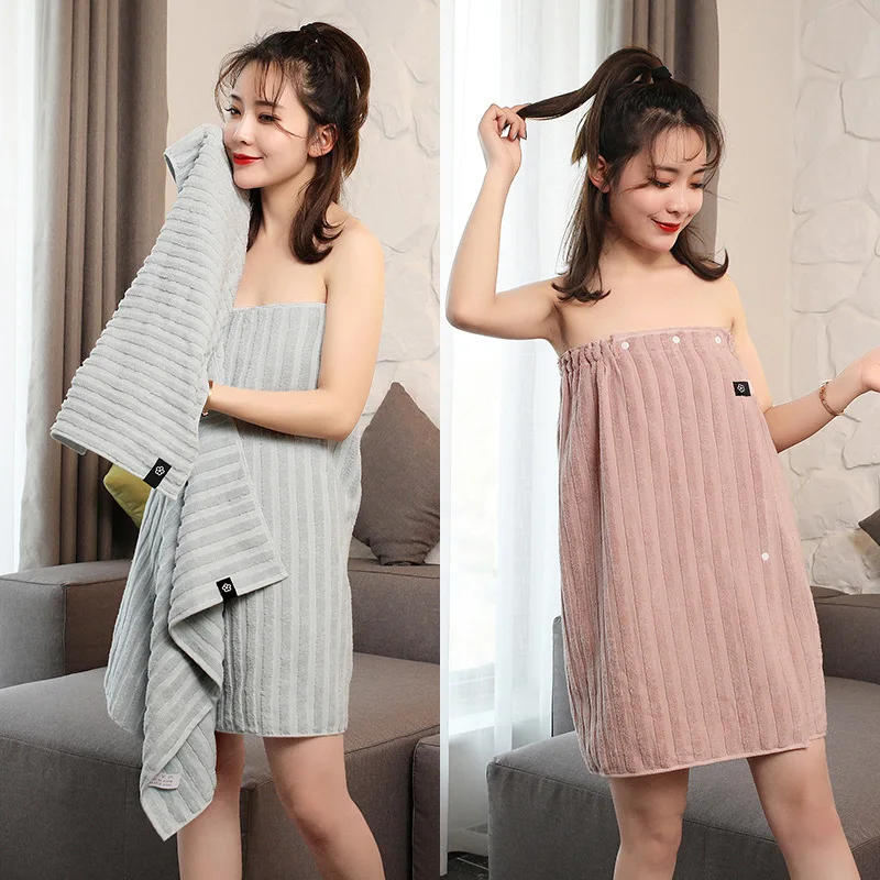 OEM Pure Cotton Thick Bath Wrap Multi-color Soft Lovely Can Wear Bath Towel
