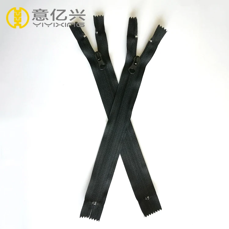 
Hidden teeth auto lock slider #5 close end black reverse nylon zipper 