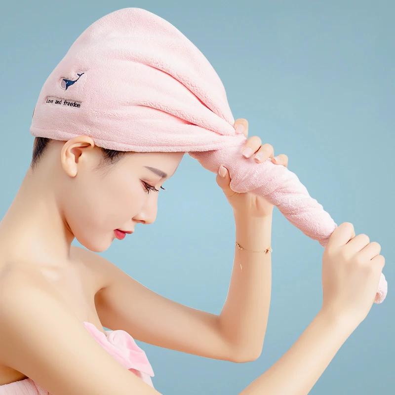 Bellegirl полотенце для волос сухих волос полотенца из микрофибры быстрая Магия сушка wrap Тюрбан насадка для душа и ванной полотенце с пуговицами