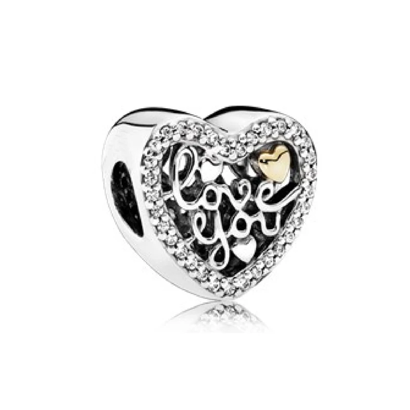 925 sterling silver Hearts charm bead for pan bracelet women jewelry