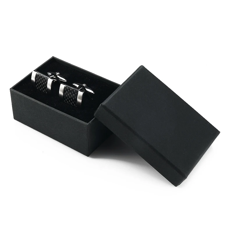 Запонки OB Jewelry мужские из углеродного волокна, ювелирные украшения для рубашки, квадратные запонки из высококачественной нержавеющей стали