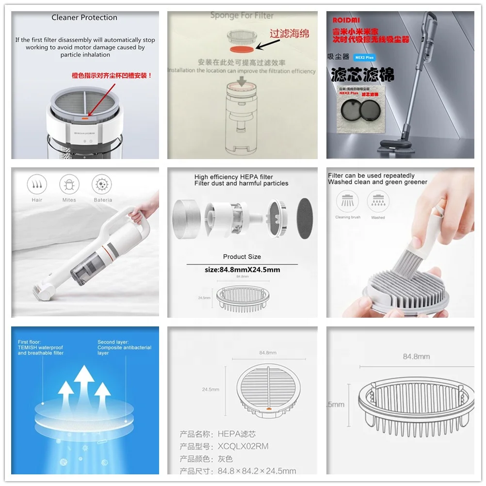 Factory Vacuum Cleaner Filter Replacement for xiaomi roidmi nex Vacuum Cleaner Spare Parts Accessory