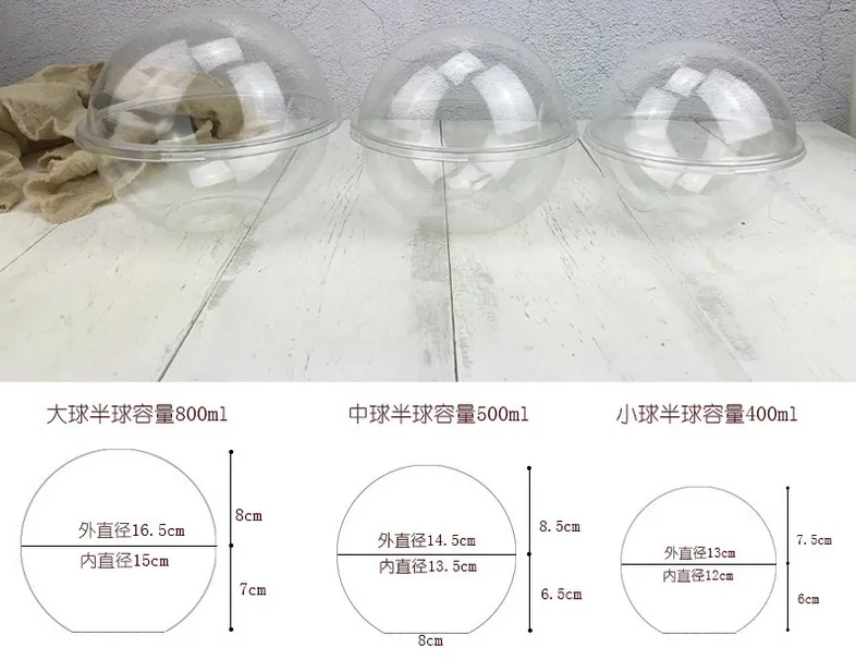 Disposable transparent Ball Shape Pet Food Big Plastic Container with card sleeve