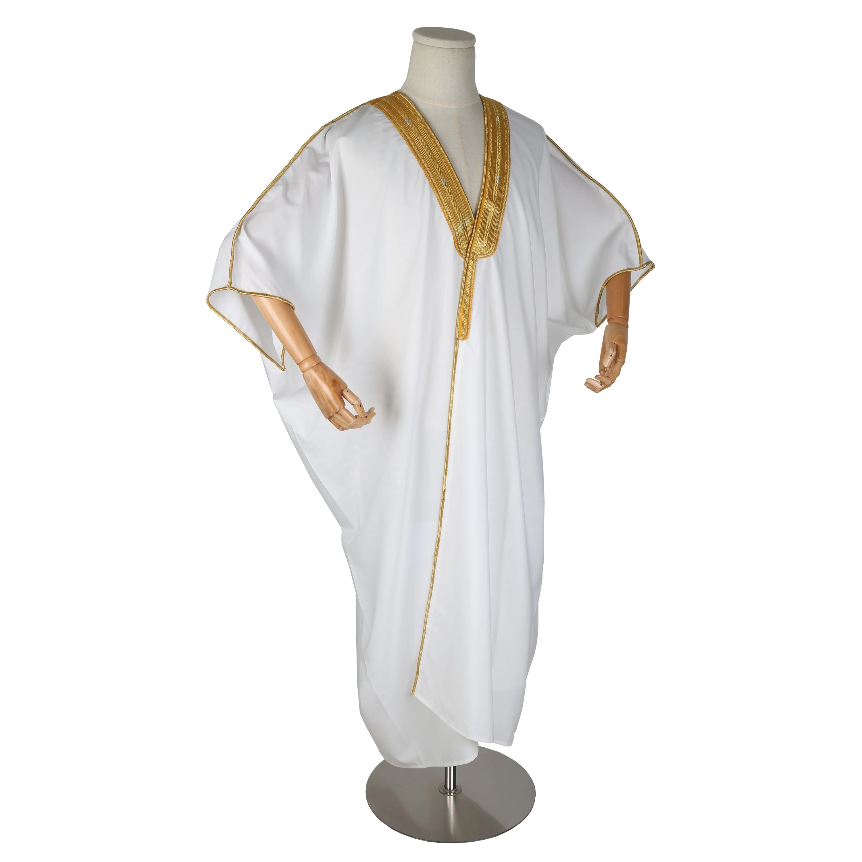 Gold Embroidered Muslim Imam Thobe Kaftan Desert Jubah Abaya Jalabya Ethnic Qamis Islamic Sheikh Khaleeji Bisht Cloak Arab Dress