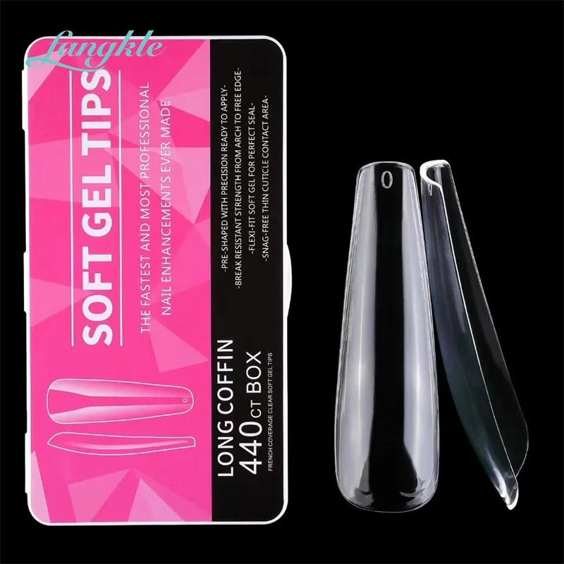 Wholesale Soft Gel Tips Full Cover Press on Nail Tips 12sizes 550tips Soft Gel Nail Extension Tips