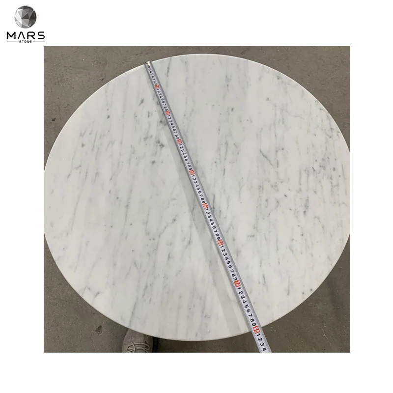 Natural Stone Carrara White Marble Top With Base Round Marble Dining Table