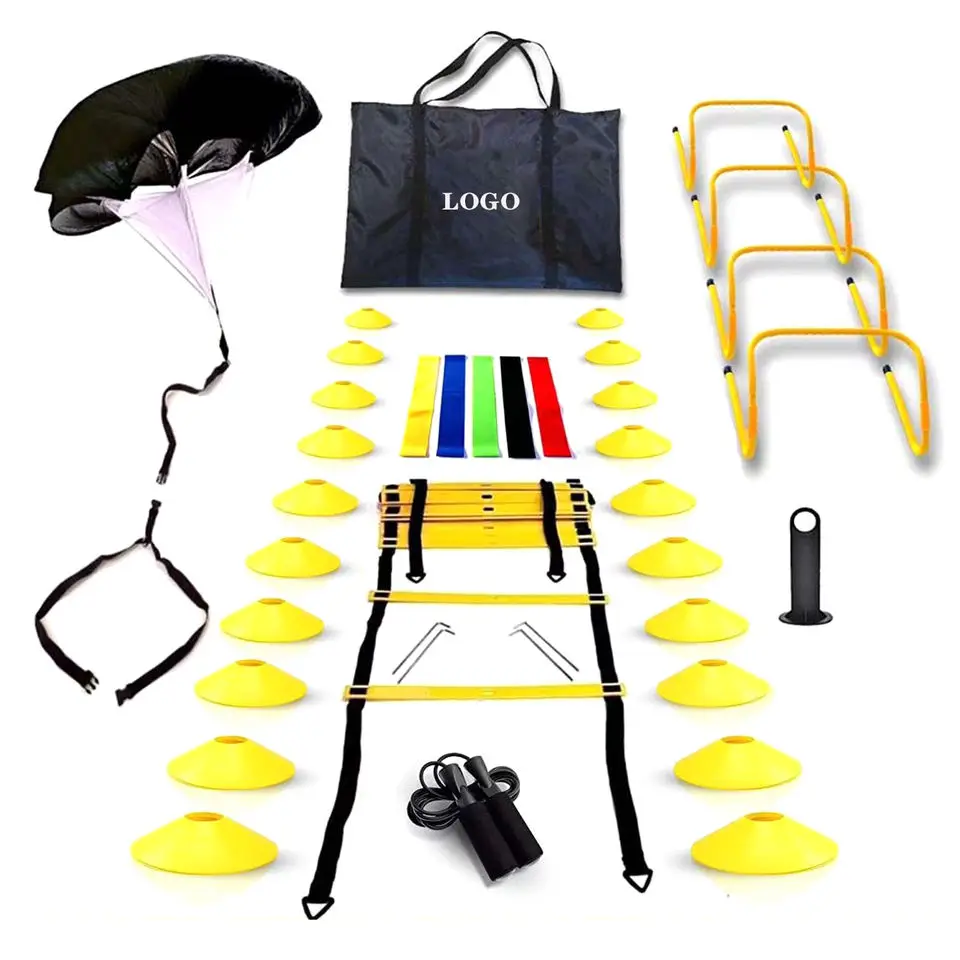 Football Sport Gym Kit Bands Discs Drag Running Parachute 1 Set Speed Agility Training Ladder