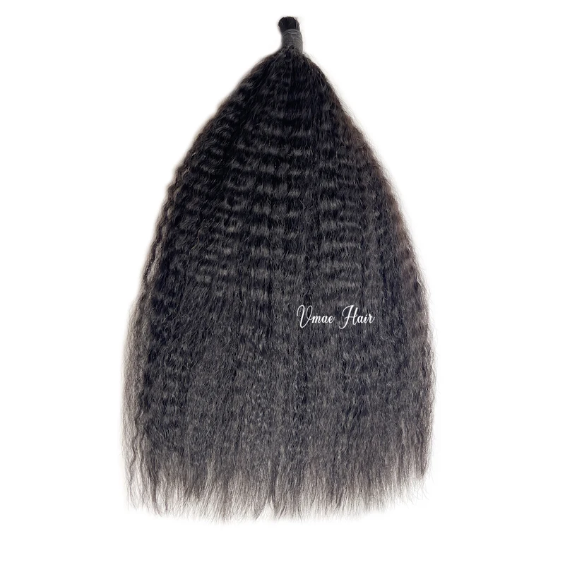 VMAE kinky straight hair bulk for braiding Cuticle Aligned human No Weft Virgin Hair Bulk  Kinky Curly hair bundle no weft bulk