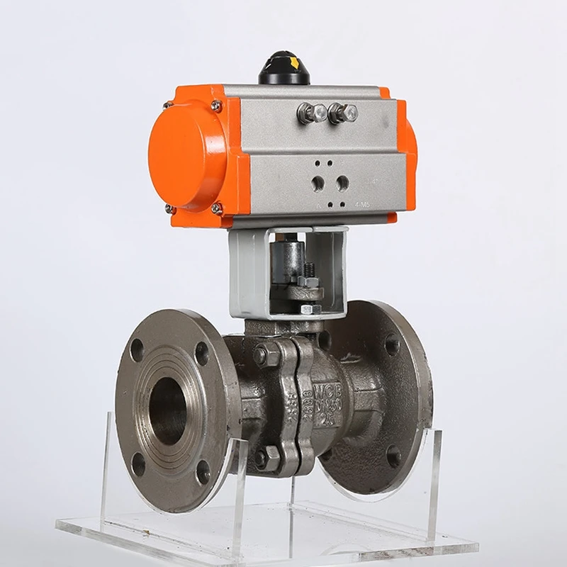 ANSI 150LB 2 Way carbon steel wcb PTFE seated Flanged Connection double action Pneumatic Actuator Ball Valve