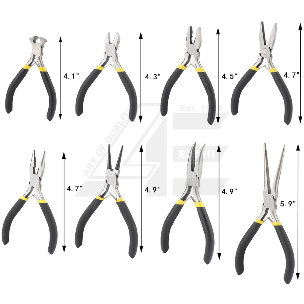 Jewelry Making Tools Kit with Zipper Case Mini Precision Pliers Tools Set for Jewelry Beading Wire Cutting Craft (8 Pcs Set)