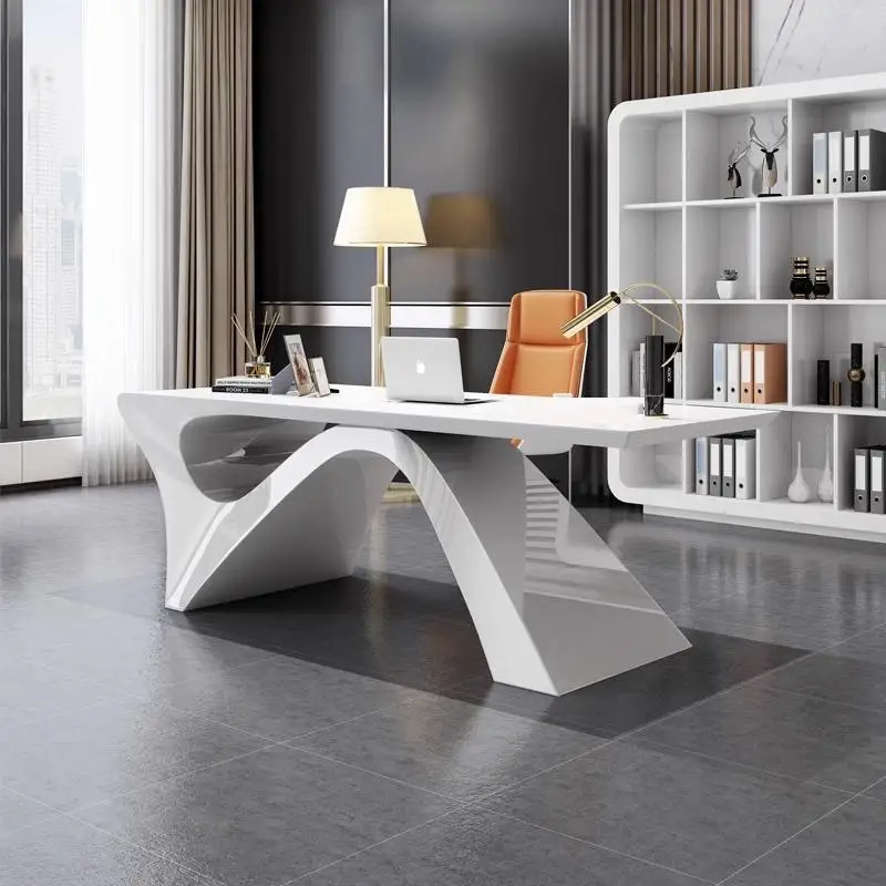 New Model L Shape Table White Luxury Ceo Office Desk Furniture Manager High Tech Modern Home Executive Office Desk