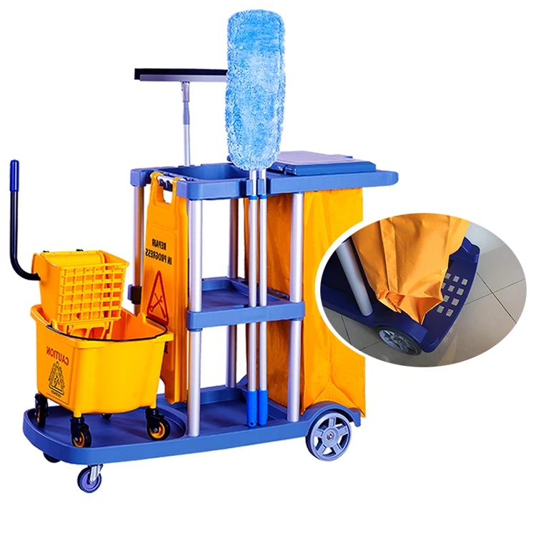 
Multipurpose Hotel Hall Room Office Service Cleaning Cart Trolley Clean Shelves Bank Corridor 