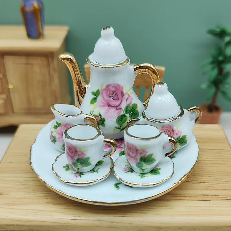 Новое поступление миниатюрный керамический фарфоровый чайный набор для кукольного домика посуда украшения