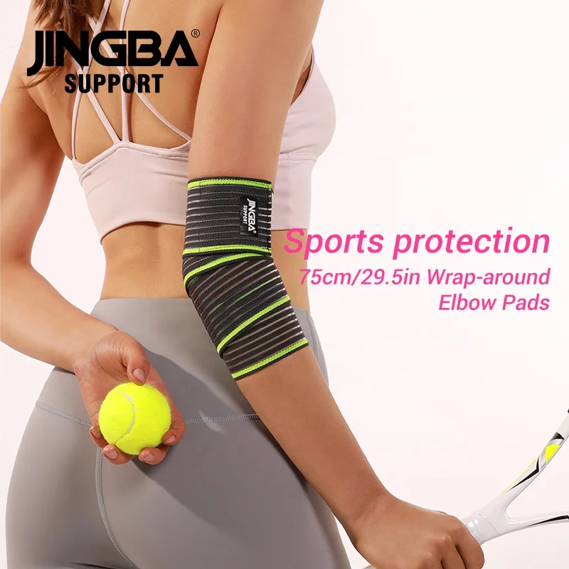 JINGBA Source Factory Strength Elastic Elbow Wraps Elbow Straps For Bodybuilding Fitness Gym Weightlifting Yoga Basketball
