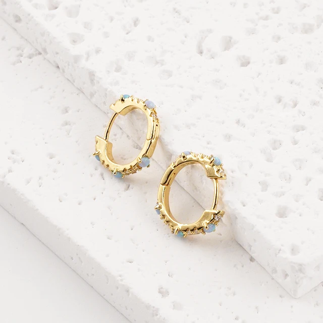 European American Cross-border Circle Australian Treasure Zircon Earrings S925 Pure Silver Fashion Elegant Dangle Ear