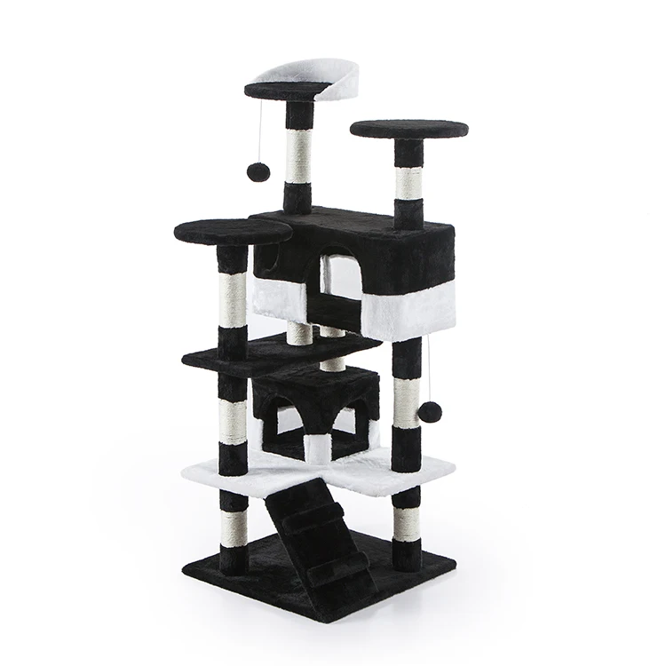 Hot Sale 132 Cm Pet Scratcher Wood Tower Furniture Cat Tree Large Scratching House Condo Tower Cat Tree
