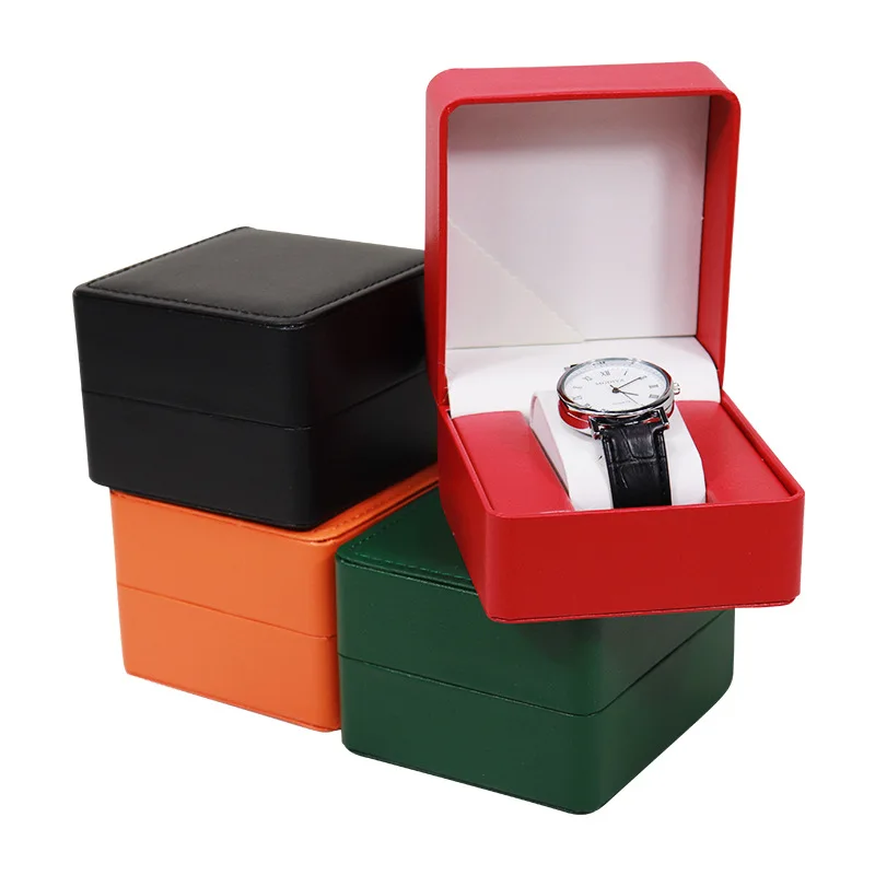 WETRUST New Kaki Brown Golden PU Leather Velvet Packing Box Cheap Watch Gift Box square Jewelry Single  Watch case