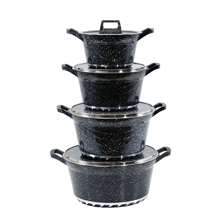 10 Pieces Non-stick Enameled Saucepan Crock Cookware Set Gas Stove Aluminum Stockpot Soup Rice Cooking Pot Carton Vintage
