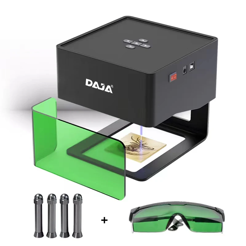DAJA DJ6 3W small desktop and  Portable laser marking machine integrated Print metal  plastic wood